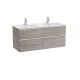 Pack Unik mueble de 4 cajones + lavabo doble THE GAP - ROCA