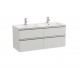 Pack Unik mueble de 4 cajones + lavabo doble THE GAP - ROCA