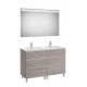 Pack mueble base de 6 cajones + lavabo doble + espejo LED THE GAP - ROCA