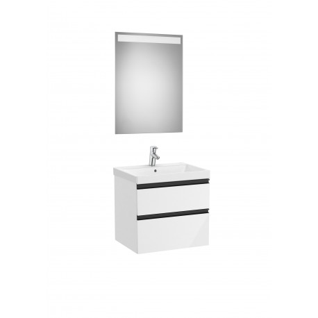 Pack mueble base de 2 cajones + lavabo + espejo LED DOMI - ROCA