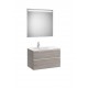 Pack mueble base de 2 cajones + lavabo izquierda + espejo LED THE GAP - ROCA