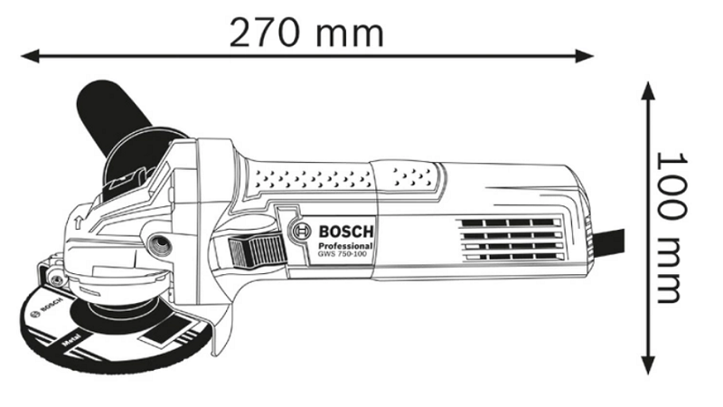 Medidas de la amoladora GWS 750 Professional - BOSCH