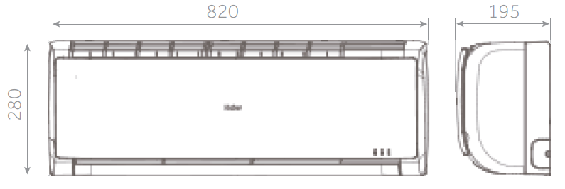 Medidas de la unidad interior multi split AS25THMHRAC TIDE PLUS - HAIER