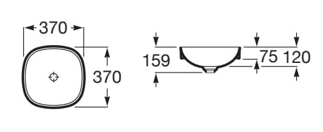 Medidas del lavabo de sobre encimera de Fineceramic® SOFT INSPIRA - ROCA